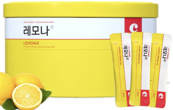LEMONA Official Vitamin C 500mg, 120 Sticks 4 Month, Mothers Day Immune Support Supplement On-The-Go Vitamin C Individual Packets B6, B2, Easy to Take Daily Energy Boost Korean Lemon Flavored (120*2g)